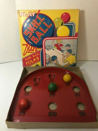 VINTAGE 1940 ' S SKILL (SKEE) BALL GAME,  BY LOUIS MARX AND CO. ,  COMPLETE 2