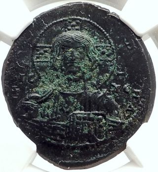 Jesus Christ Class A3 Anonymous Ancient 1020ad Byzantine Follis Coin Ngc I74770