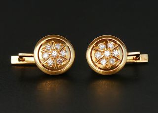 1979 Soviet Union Russian Dangle Earrings solid 18K Yellow Gold Diamonds / 8.  1gr 2