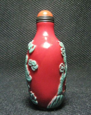 Tradition Chinese Glass Carve By Boat Design Snuff Bottle 2