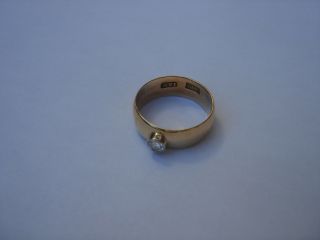 Vtg Rare 18K Yellow Gold.  32cts Center Diamond Ring Band Signet 7.  75/8 2