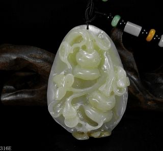 100 Natural Hand - Carved Chinese Hetian Jade Pendant Jadeite Necklace Gourd 316e