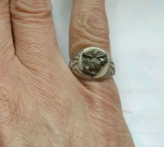 Ww2 Us Marine Corps Eagle Globe Anchor Sterling Silver Stamped Hh Ring