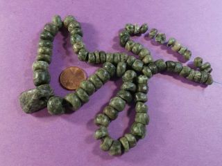 ANCIENT PRE - COLUMBIAN MESOAMERICAN RICH GREEN JADE CELT NECKLACE 18 1/2 INCHES 6