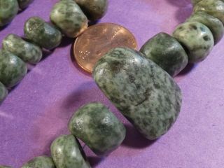 ANCIENT PRE - COLUMBIAN MESOAMERICAN RICH GREEN JADE CELT NECKLACE 18 1/2 INCHES 8