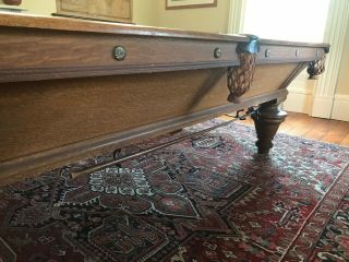 Antique Pool Table (9 foot,  Schwikert & Sons,  1890s,  with accessories) 4