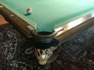 Antique Pool Table (9 foot,  Schwikert & Sons,  1890s,  with accessories) 7