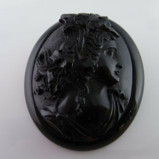 Whitby Jet Cameo Brooch Pin Mourning Victorian Antique Sentimental Jewelry