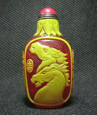 Special Chinese Glass Carve Horse Head Design Snuff Bottle/。。/。/