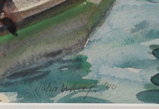Antique 1940 JOHN WHORF Provincetown Maritime Fishing Boat Watercolor Painting 4