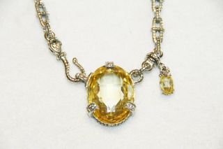 Judith Ripka Sterling Silver Signature Canary Crystal Drop Pendant Necklace