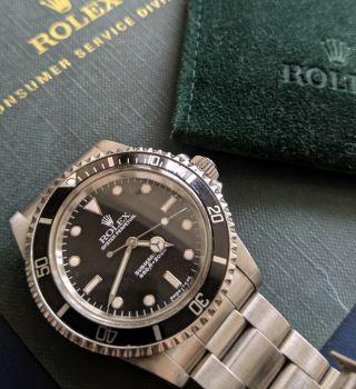 Vintage Rolex Submariner Ref 5513 No Date White Gold Surrounds With Papers