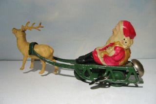 Santa on Sleigh - 1948 Occupied Japan Celluloid - Tin Windup with Key & Tricycle 3