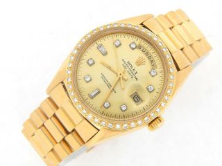 Mens Rolex Day Date President 18k Yellow Gold Watch Diamond Dial 1ct Bezel 1803 3