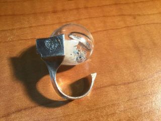 Petrified Lake Ring by Bjorn Weckstrom for Lapponia,  Finland,  Silver/acrylic 2