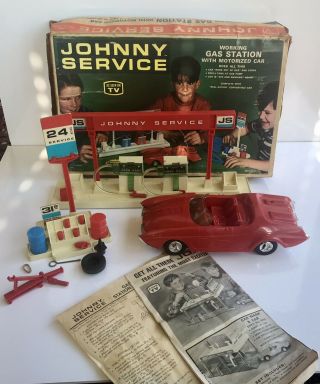 Vintage Topper Toys Johnny Service Station Playset Gas / Filling Station