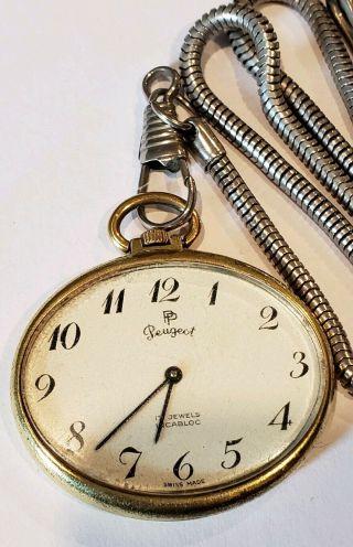 Vintage 17 Jewels PP Peugeot INCABLOC Pocket Watch Swiss Made 6