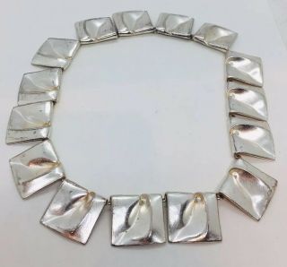 Bjorn Weckstrom Lapponia Finland Vintage Sterling Silver Rare Modernist Necklace