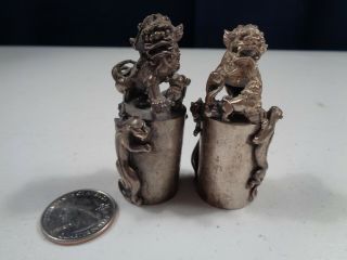 Estate Antique Vintage Miniature Mini Foo Dog Lion Statues Weights 258g Grams