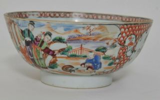 Antique Chinese Porcelain Bowl With Figures & Flowers No Marks On Base