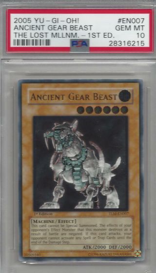 Yugioh Ancient Gear Beast 1st Edition Psa 10 Gem Ultimate Rare Tlm - En007