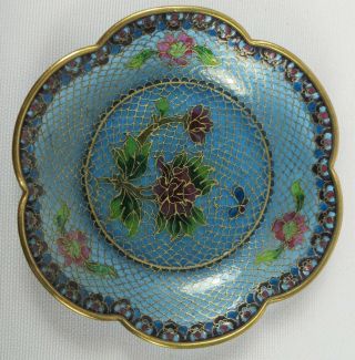 Antique Japanese Plique A Jour Floral Pattern Vitreous Enamel Cloisonne Bowl Vtg
