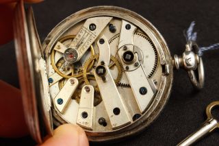 Antique Silver Key Wind Pocket Watch Dial Fine Fancy Sterling Gold Deco Fusee 5