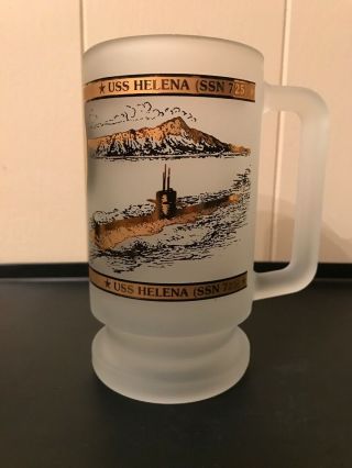 Uss Helena Ssn - 725 Submarine Us Navy Frosted Glass Beer Mug