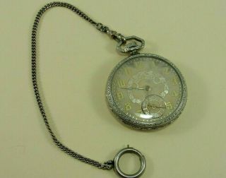 Antique South Bend Pocket Watch 19j 113443 Open Face With Chain Not Running