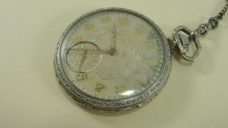 Antique South Bend Pocket Watch 19j 113443 Open Face with Chain NOT RUNNING 3