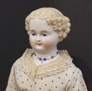 Sweet Antique German Parian Doll With Sculpted Necklace