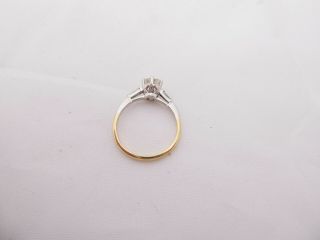 Fine 3/4ct old mine cut diamond 18ct gold art deco design solitaire ring 3