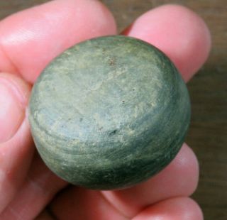 Woodland - Fort Ancient Discoidal,  Banded Slate,  Delaware Co. ,  Ohio Dia.  1 1/2 In.