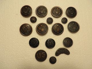 16 Ww1 Uniform Buttons.  See Narrative For Manufacturers