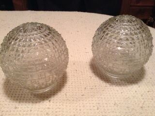 Vintage 1950s Clear Glass Light Fixture Shades Globes Chandelier -
