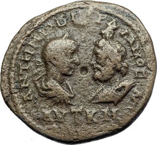 Gordian Iii & Serapis Authentic Ancient Dionysopolis Roman Coin Hygeia I70771