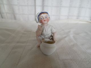 Vintage Bisque Porcleain Piano Baby W/chamber Pot Germany