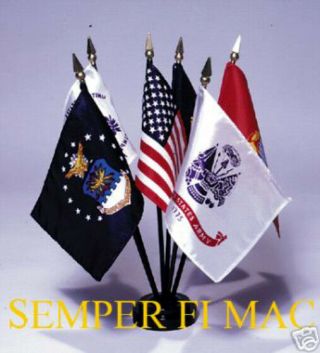 4x6 Desk Flag Set Usa Us Marines Navy Army Air Force Coast Guard Battle Colors