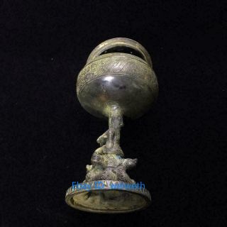 Chinese Antique Tibetan Buddhism Old Bronze Lamp Oil lamp 2