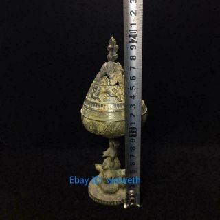 Chinese Antique Tibetan Buddhism Old Bronze Lamp Oil lamp 3