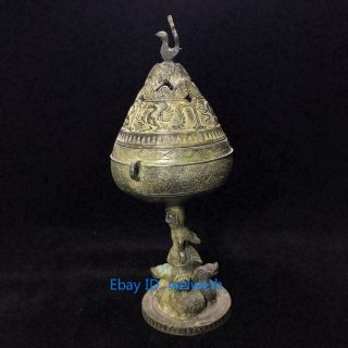 Chinese Antique Tibetan Buddhism Old Bronze Lamp Oil lamp 4
