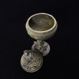 Chinese Antique Tibetan Buddhism Old Bronze Lamp Oil lamp 5
