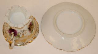 ANTIQUE OLD PARIS CUP & SAUCER W/GRAPES & SCALLOPED FEET 4