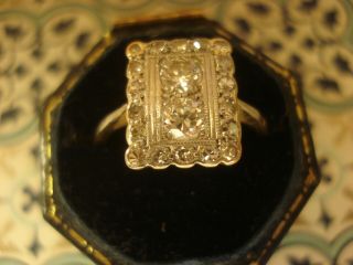Antique Art Deco: 18 Sparkling Diamonds Set Platinum & 18ct Gold Ring
