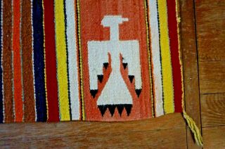 Antique Navajo Rug Thunderbird Saddle Blanket Native American Indian Weaving 10