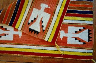 Antique Navajo Rug Thunderbird Saddle Blanket Native American Indian Weaving