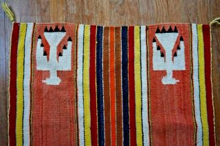 Antique Navajo Rug Thunderbird Saddle Blanket Native American Indian Weaving 3