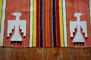 Antique Navajo Rug Thunderbird Saddle Blanket Native American Indian Weaving 4