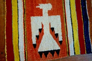 Antique Navajo Rug Thunderbird Saddle Blanket Native American Indian Weaving 6