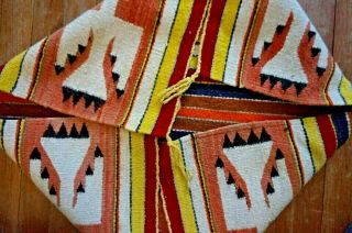 Antique Navajo Rug Thunderbird Saddle Blanket Native American Indian Weaving 7